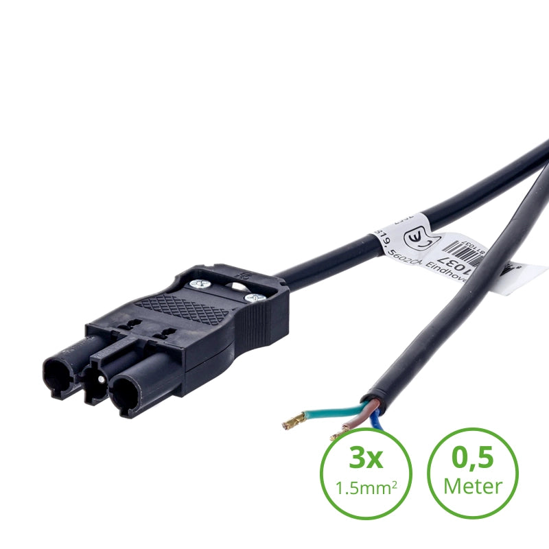 3-SWP aansluitsnoer male 0,5 meter met 3×1,5mm² aders